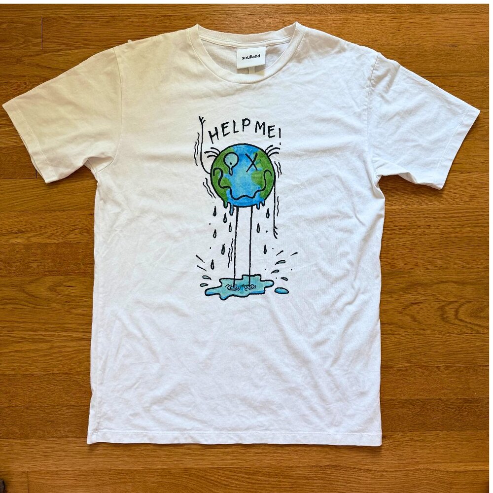 ✨ Soulland x Andre Saraiva "HELP ME!" Earth Graphic T-Shirt - Size Large - Sale